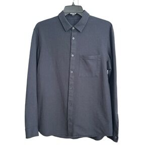 Lululemon Shirt Mens Small Black Blue‎ Check Button Down Wicking Stretch #HH3-4